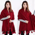 Solid Colour Soft Pom Pom Cashmere Shawl